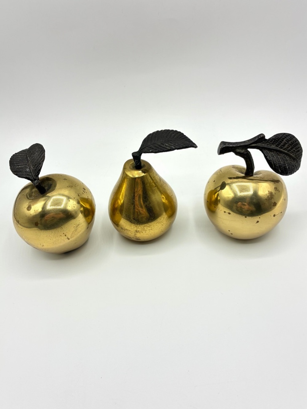 Vintage Brass Fruit Decor Apple Pear Peach Cottagecore Farmhouse